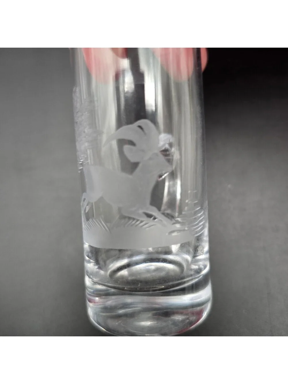 Vintage European Hand Engraved Schnapps Shot Glasses Wildlife Alpine Hunting Set